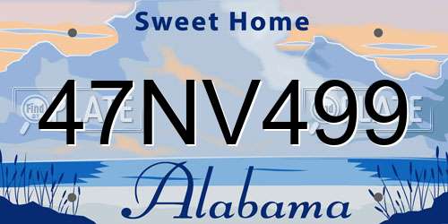 47NV499 Alabama License Plate