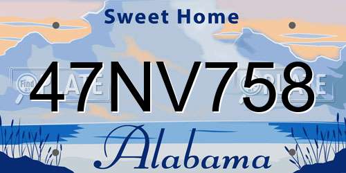 47NV758 Alabama License Plate