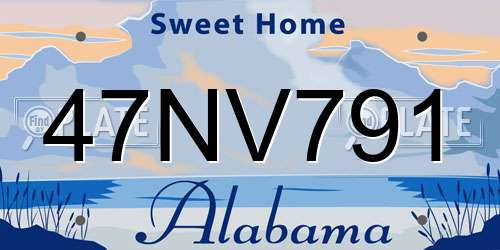 47NV791 Alabama License Plate