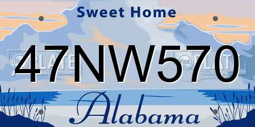47NW570 Alabama License Plate