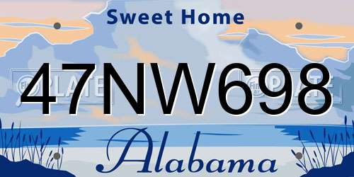 47NW698 Alabama License Plate