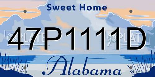 47P1111D Alabama License Plate