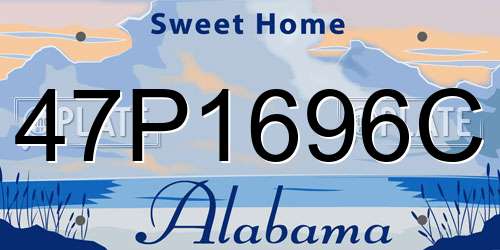 47P1696C Alabama License Plate