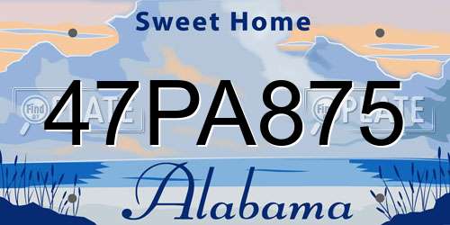 47PA875 Alabama License Plate