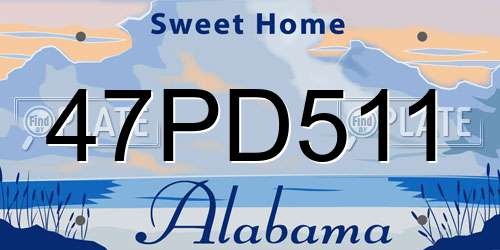 47PD511 Alabama License Plate