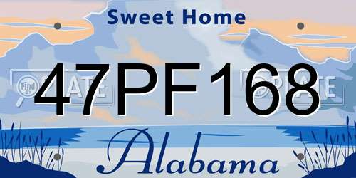 47PF168 Alabama License Plate