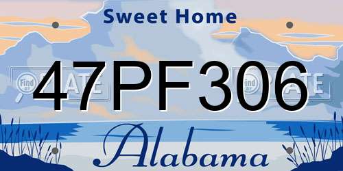 47PF306 Alabama License Plate