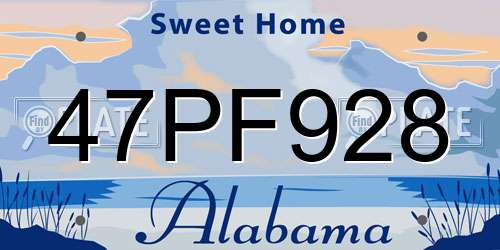 47PF928 Alabama License Plate