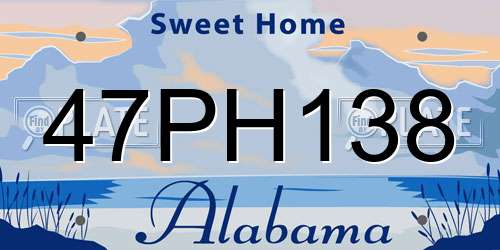 47PH138 Alabama License Plate
