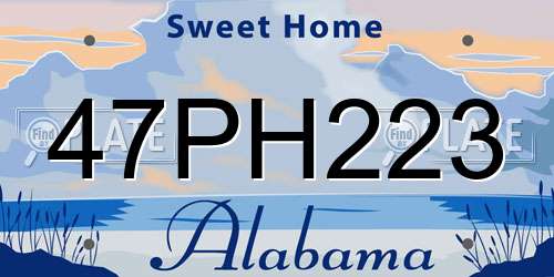 47PH223 Alabama License Plate