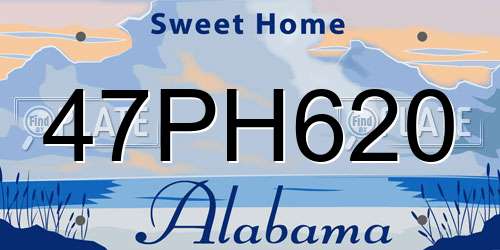 47PH620 Alabama License Plate