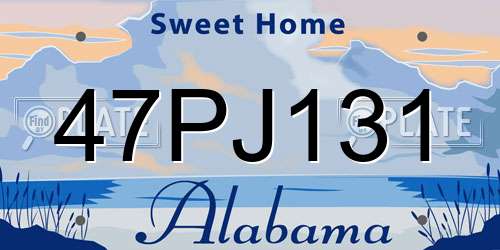 47PJ131 Alabama License Plate