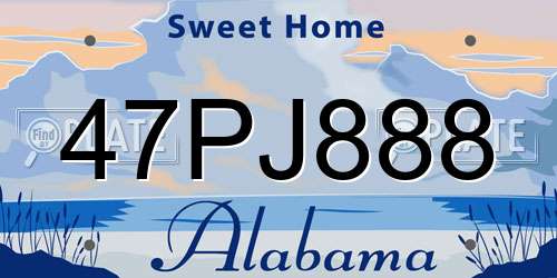 47PJ888 Alabama License Plate