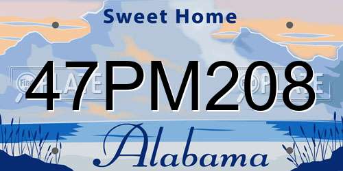 47PM208 Alabama License Plate