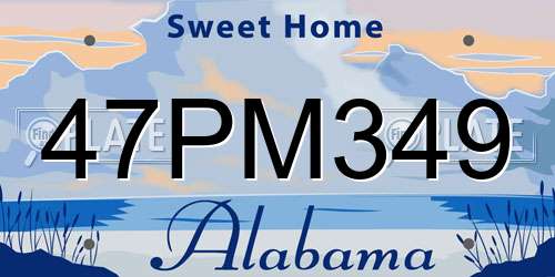 47PM349 Alabama License Plate