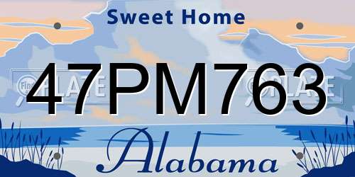 47PM763 Alabama License Plate