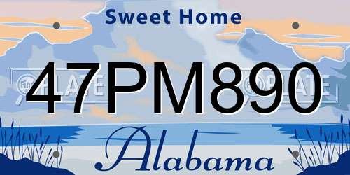 47PM890 Alabama License Plate