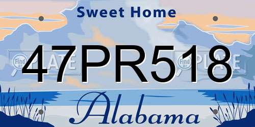 47PR518 Alabama License Plate