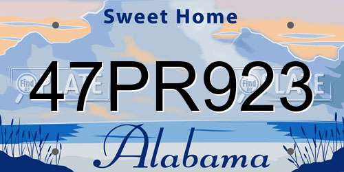 47PR923 Alabama License Plate