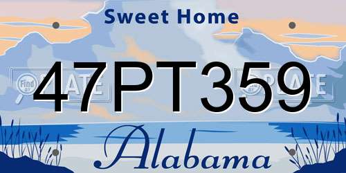 47PT359 Alabama License Plate