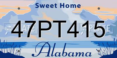 47PT415 Alabama License Plate
