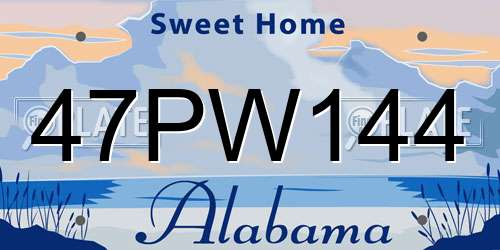47PW144 Alabama License Plate
