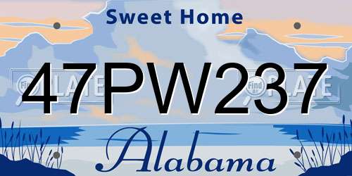 47PW237 Alabama License Plate