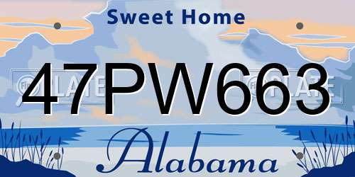 47PW663 Alabama License Plate