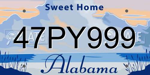47PY999 Alabama License Plate