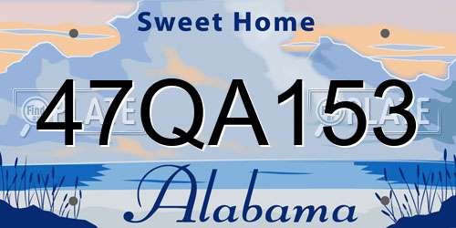 47QA153 Alabama License Plate