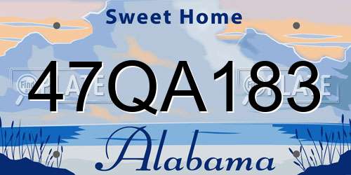 47QA183 Alabama License Plate