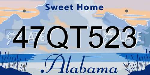 47QT523 Alabama License Plate
