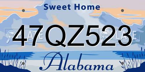 47QZ523 Alabama License Plate