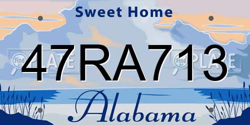 47RA713 Alabama License Plate