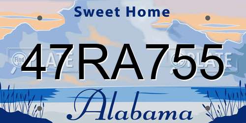 47RA755 Alabama License Plate