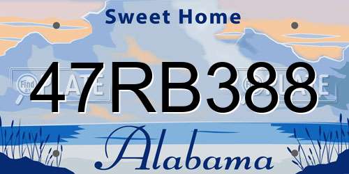 47RB388 Alabama License Plate
