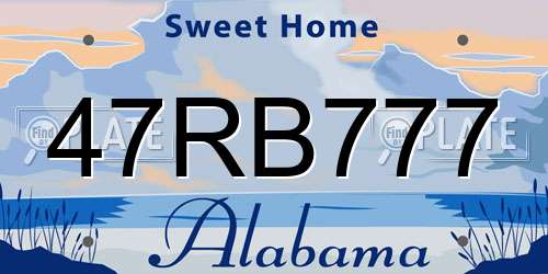47RB777 Alabama License Plate