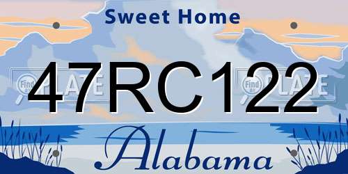 47RC122 Alabama License Plate