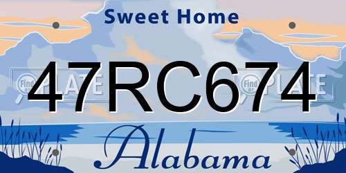 47RC674 Alabama License Plate