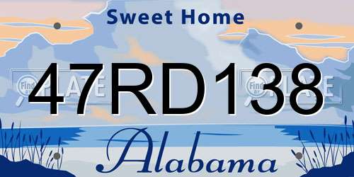 47RD138 Alabama License Plate