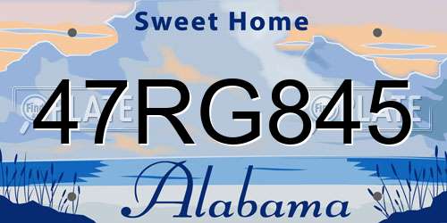47RG845 Alabama License Plate