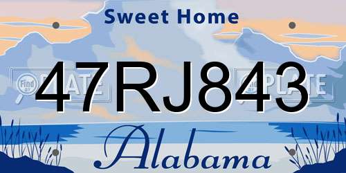 47RJ843 Alabama License Plate