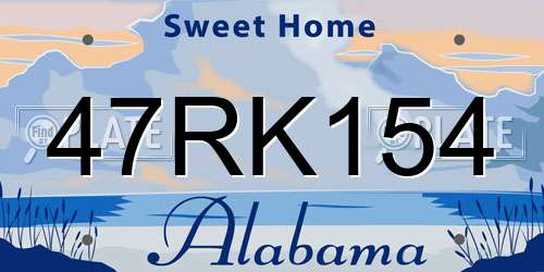 47RK154 Alabama License Plate