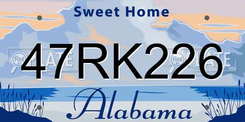 47RK226 Alabama License Plate