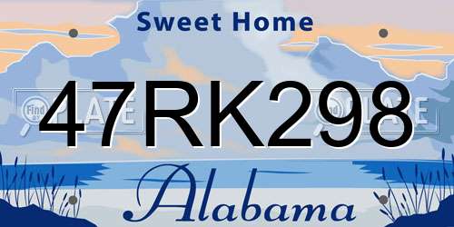 47RK298 Alabama License Plate