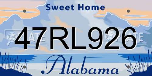 47RL926 Alabama License Plate