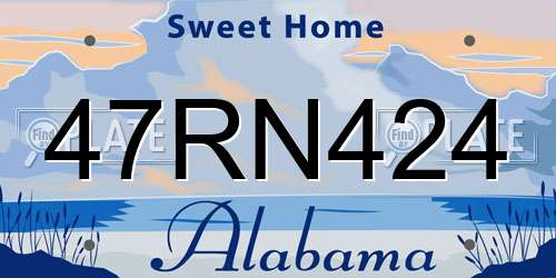 47RN424 Alabama License Plate