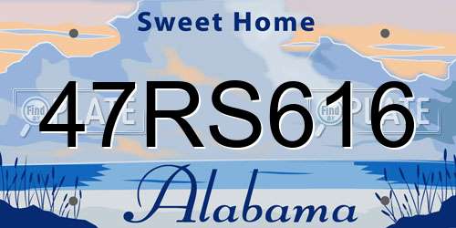 47RS616 Alabama License Plate