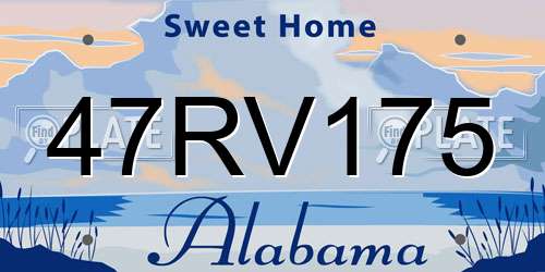 47RV175 Alabama License Plate