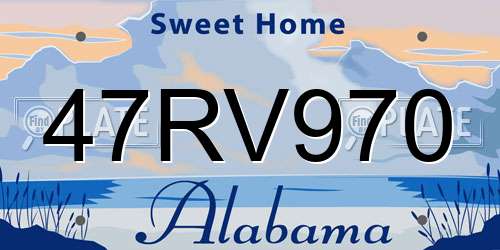 47RV970 Alabama License Plate